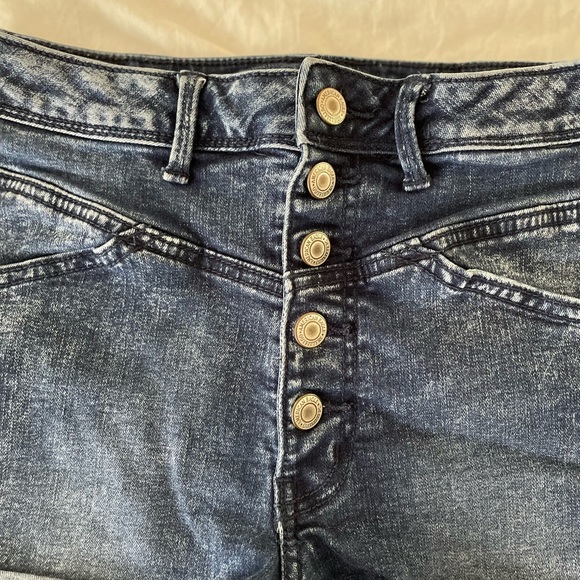 American Eagle Super Stretch Button Fly Denim Shorts Size 2 Vintage Y2K Preppy - Picture 3 of 6